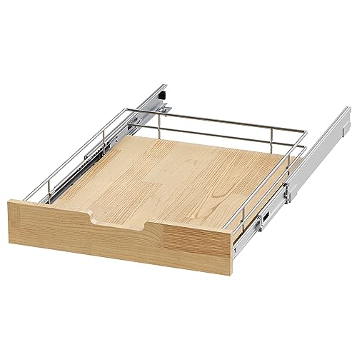 Sikarou Pull Out Cabinet Organizer 14"W x 21"D Wood and Wire Storage Shelf - size: 1-TIE 14*21 WM