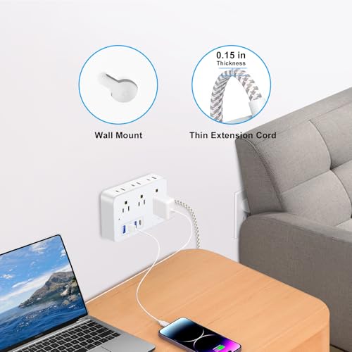 LED Desk Lamp, Desk Light with 2 USB Charging Port and 4 AC Power Outlet, 3 Lighting Modes, Adjustable Gooseneck, Eye-Caring Home Office Foldable Table Lamp