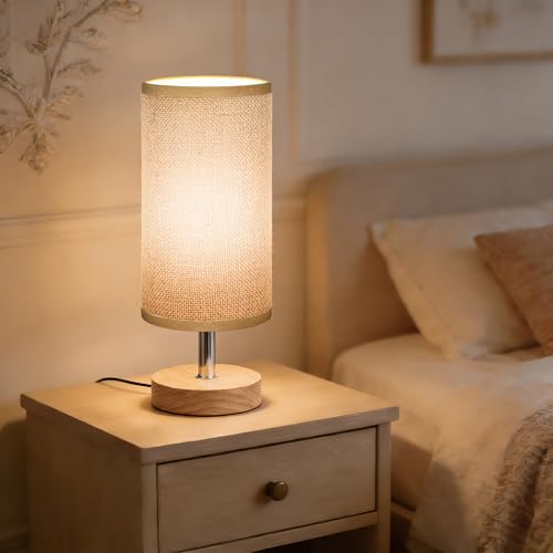 Bedside Table Lamps, Table Lamp for Bedroom, Lamps for Night Stands with Linen Lampshades, Small Table Lamp for Living Room, Office (Bulb Excluded) (Brown) - color: Brown