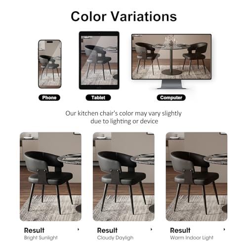 Dining Chairs Set of 6, Modern Upholstered Faux Leather Kitchen Chairs with Curved Back, Easy to Assemble & Clean for Dining Room, Restaurant, Cafe, Black - color: Black, size: Set of 6