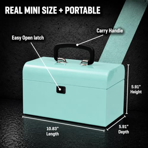 K.balt Retro Portable Mini Toolbox Teal Steel Tool Box - color: Teal, size: Retro