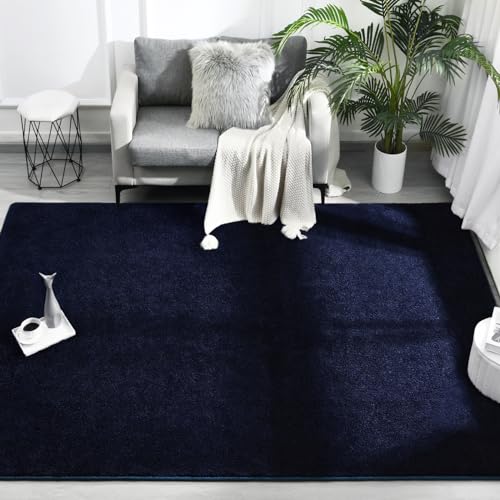 FlyDOIT Area Rugs for Bedroom Living Room, 4x6 Navy Blue Super Soft Comfy Thickened Memory-Foam Indoor Carpets, Modern Aesthetic Minimalist Carpet for Boys Girls Adults Apartment Nursery Home Décor - color: Navy Blue, size: 4' x 6' (Rectangular)
