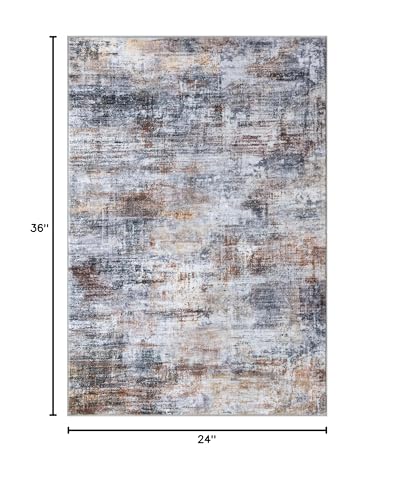 Small Abstract Area Rug 2x3 Ft Entryway Rugs Washable Door Mat Indoor Entrance, Rubber Backed Throw Rugs, Printed Faux Wool Non Slip Floor Carpet for Foyer Front Door Sink, Orange Grey - color: Orange/Brown/Grey, size: 2' x 3' (Rectangular)
