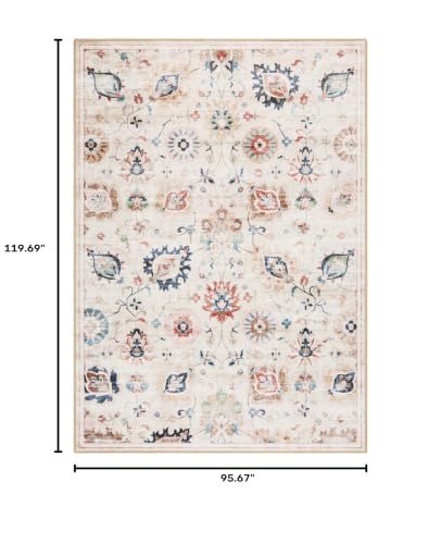 Haven Damask Floral Machine Washable Area Rug with Airflo Technology for Easy Clean, Ultra-Soft Non-Slip Rug with Built-in Pad, Pet, Family & Allergy Friendly Rug, Beige Multi, 8'x10' - color: Beige/Multi Damask, size: 7'11" x 9'11" (Rectangular)