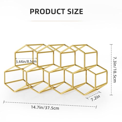 Urban Deco Small Gold Wine Rack 9 Bottle Holder Countertop - No Need Assembly Modern Metal Wire Wine Storage for Counter Top Table Top Coffee Bar Kitchen - color: Gold, size: 9 Bottles