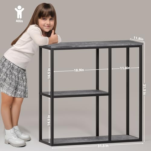 WOHOMO 31.5 in Entryway Table Modern Sofa Table with Shelves Grey | 12 Inch Narrow Console Table for Living Room, 31.5" Hallway Table for Corridor, with 3-Tier Storage - color: Grey, size: 31.5"