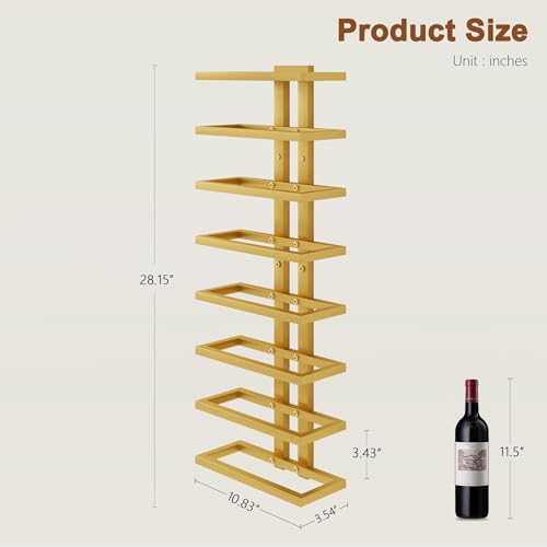 Hoctieon 3-Set 8 Tier Wall Mount Wine Rack (24 Tiers), Wall Racks for Wine Bottles Display and Storage, Hanging Bottle Organizer for Living Room, Kitchen, Wine Cellar, Bar, Yellow - color: Yellow, size: 3 Pack (24 Bottles)
