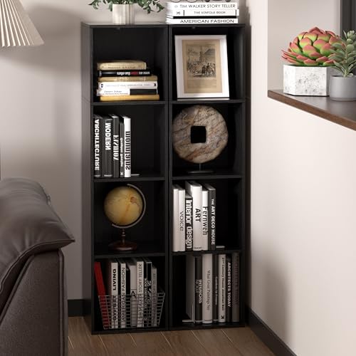 4 Cube Storage Organizer, 4 Tier Cube Low Bookcase Freestanding Storage Display Organizer, Four-Cubes Open Shelf Bookshelf for Home Office (Black, 4-Cube) - color: Black, size: 4-Cube