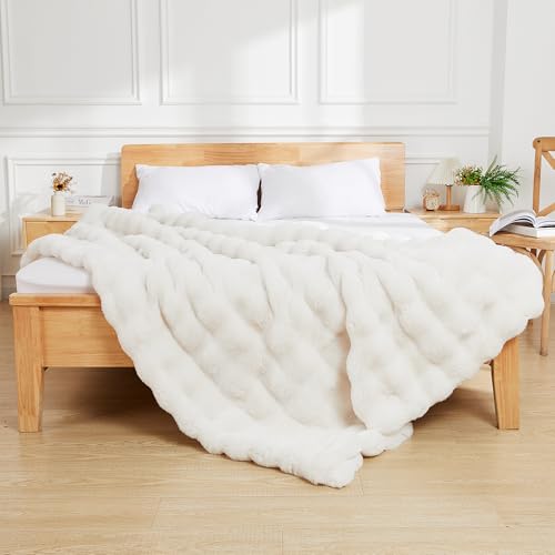 Latepis Luxury Faux Fur Throw Blanket Fuzzy for Couch Soft Thick Blanket for Bed Sofa Cute Plush Fuzzy Warm Blanket for All Seasons Ideal Gifts Luxury Throw Blanket Beige 50x60 Inch, 860gsm - color: Beige, size: Throw-50''*60''