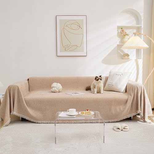 Couch Cover Sofa Covers for Sectional Sofa Universal Fit for Couch 2 Seat, Thick Washable Sofa Slipcover Large, 71"x 102", Khaki - color: Tassels Edge-khaki, size: 71"x 102"