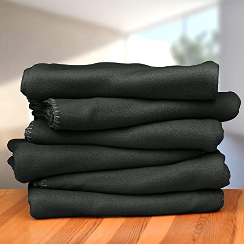 CAI TENG Fleece Throw Blankets Lightweight Warm for Soft Cozy Pet-Friendly Bulk Fleece Blanket Solid for Home, Bed, Sofa, Dorm, Office, Gifts, Outdoor (Black, Pack of 6-50 x 60 inch) - color: Black