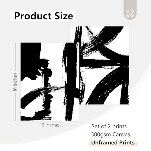 Tocliky Black and White Wall Art Abstract Modern Painting Minimalist Line Canvas Wall Art Decor Black And White Poster Abstract Artwork Prints for Living Room Bedroom 12x16 Inch Unframed Set of 2 - color: Black Lines Prints, size: 12x16 Inch Unframed