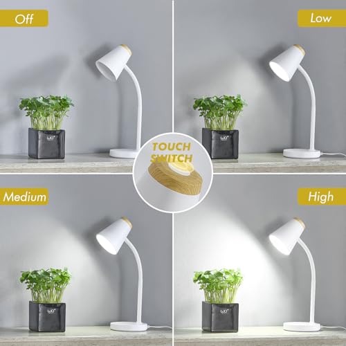 EJIAXIN Desk Lamp for College Dorm Room - Small LED Desk Lamp Touch Dimmable Reading Light for Home Office - Adjustable Flexible Gooseneck Table Lamp for Bedside Bedroom Nightstand White - color: White