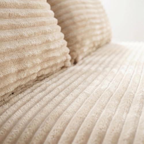 Boneless Couch for Bedroom, Small Compact Loveseat for Small Spaces | Comfy Lounge Chair Cloud Love Seat Armless with 2 Headrest for Apartment Living Room - color: Camel