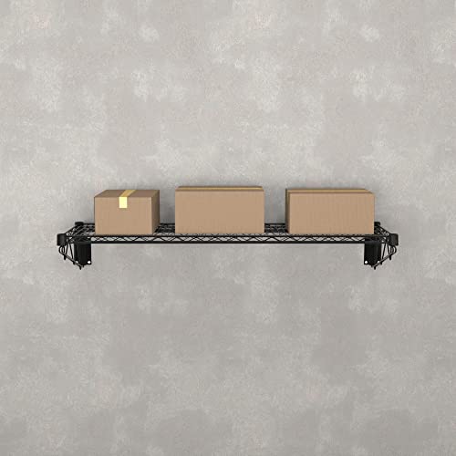 14" x 48" Black Epoxy Wire Wall Mount Shelf - color: Black, size: 14" x 48"