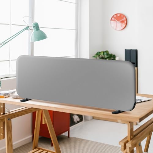 DECOLAB Desk Dividers, Portable Table Partition Panel 48"x18", Steel | Freestanding Tabletop Screen. For Office, Workspace, Classroom, Student. No Drill. - color: Steel