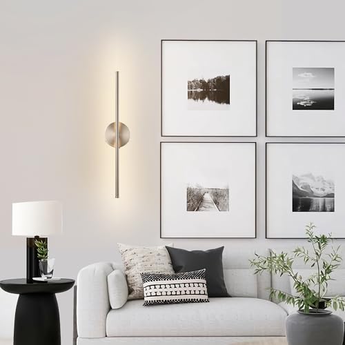 KARTOOSH Battery Operated Wall Sconces Set of Two Wireless Wall Lights | Rechargeable Wall Sconce with Remote 350°Rotate Dimmable 3000K LED Wall Lamp for Living Room, Bedroom - color: Nickel, size: 20.4 Inches