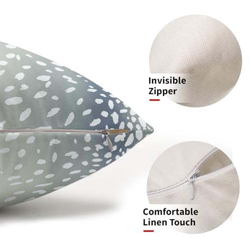 Antelope Lumbar Pillow Covers 12X20 Inch Blue Gray Faux Fawn Deer Animal Print Decorative Pillow Cases Modern Neutral Cotton Linen Throw Pillows Set of 2 Home Decor For Sofa Porch Couch Outdoor - color: Blue Gray, size: 20" x 12" (Pack of 2)
