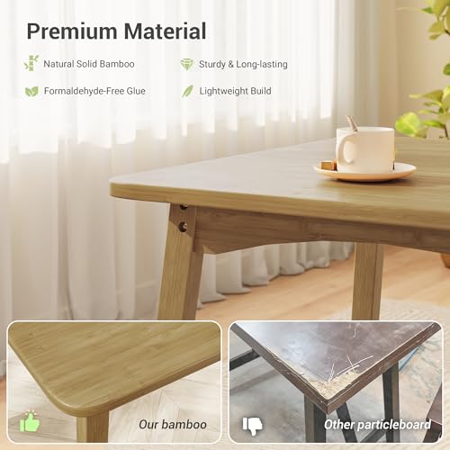 Bamboo Dining Table, Small Kitchen Table for 2, 27.6" Square Dining Tables for Small Space, Easy Assembly, Dinner Table for Dining Room, Living Room, Kitchen, Office(Brown) - color: Brown