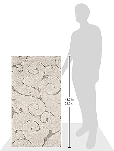 SAFAVIEH Florida Shag Collection Accent Rug - 2'3" x 4', Cream & Beige, Scroll Design, Non-Shedding & Easy Care, High-Low Plush Pile, Ideal for Bedroom, Foyer, Hallway (SG455-1113) - color: Cream/Beige, size: 2'3" x 4' (Rectangular)