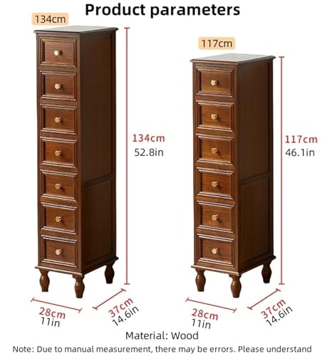 Narrow Bedside Table Tall Skinny Vertical Chest of Drawers Wood Storage Cabinet Small Nightstand Side Table for Living Room Long Lasting - color: Beige, size: 117 cm