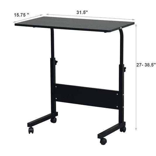 Henf Mobile Sofa Side Table Rolling Bed Table Snack Table, Height Adjustable Portable Laptop Computer Stand Desks Breakfast Tray Table with Wheels for Living Room Bedroom, Black - color: Black 31.5", Type B
