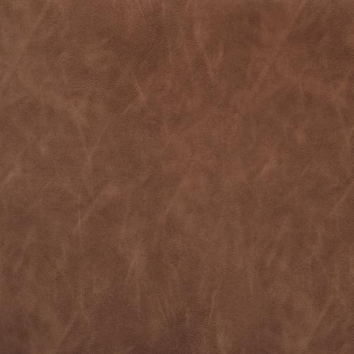 HomePop 19" Round Storage Ottoman - Chestnut Brown Faux Leather - color: Chestnut Brown Faux Leather