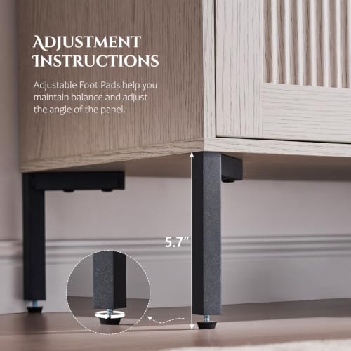 IFBUY 92.63" W Mid Century Modern TV Stands for Living Room, Light Grey - color: Light Grey, size: 15.75"D x 92.63"W x 34"H
