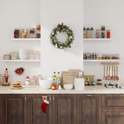 Fun Memories Floating Shelves for Wall, 27.5" Rustic Wood Deep Wall Mounted Shelves with Invisible Brackets for Decor & Storage, Floating Shelf for Living Room, Bathroom (White, Set of 2) - color: White, size: 27.5"W x 6.5"D, 2Packs
