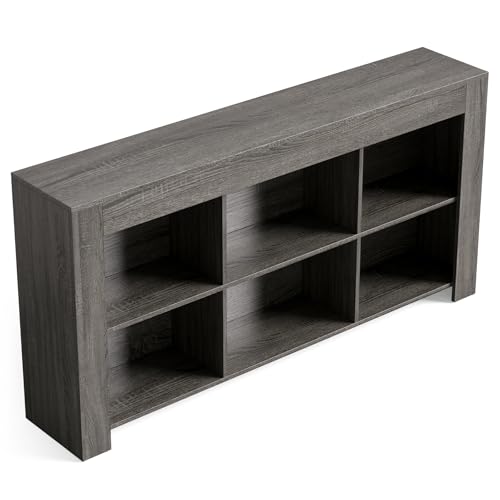 LITTLE TREE TV Stand with Storage, 63-Inch Entertainment Center with Shelves, Modern Media Console for Television up to 65" for Living Room, Bedroom, Gray + Dark Gray - color: Gray + Dark Gray