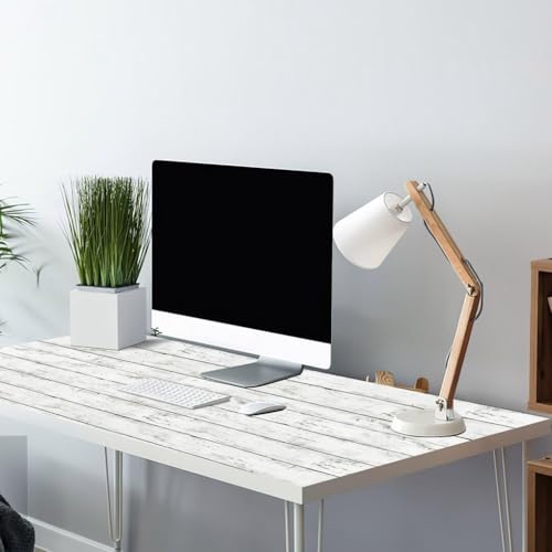 Arthome35.4 x 120 inches White Gray, Peel and Stick Wallpaper, Wood Contact Paper, Self Adhesive, Easy to Clean, Vinyl Film for Furniture Countertop, Distressed Plank Grain Vintage Wall Covering - color: White Gray Wood, size: 35.4" x 120"