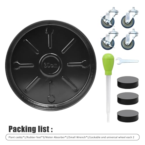 1 Pack 12.2 Inch Metal Plant Caddy With Lockable Wheels,Plant Stand Dolly for Heavy Planter,Wheeled Planter Saucer Tray,Rolling Plant Stand,Heavy-Duty Plant Caddy for Indoor and Outdoor(Black) - color: Black, size: 12.2 INCH 1PACK