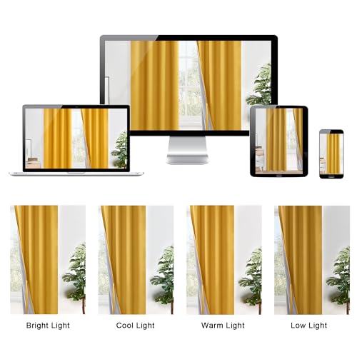 XWZO 100% Blackout Curtains 45 Inches Long with Tiebacks- Soundproof & Energy Efficiency Window Draperies Grommet Top with Black Liner for Bedroom/Living Room, Yellow, W38 x L45, Set of 2 - color: Yellow, size: 38"W x 45"L (Pack of 2)