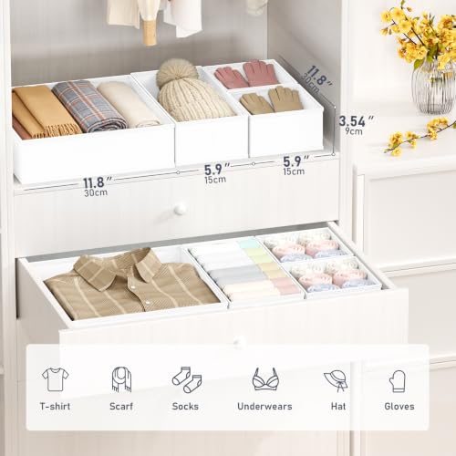 DIMJ Drawer Organizer Clothes Storage - 26 Pack Baby Dresser Organizer for Nursery, Foldable Closet Drawer Organizer Bins for Bedroom Organization, Fabric Storage Dividers for Socks, Underwears,White - color: White, size: 28 Pack