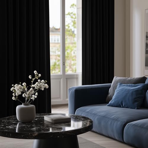 Deconovo Blackout Curtain for Living Room 63 Inches Long, Door Curtain | Closet Drape 1 Panel, Room Darkening, Thermal Insulated, Grommet, Window Drape, for Bedroom Closet, Black, 52 x 63 Inch - color: Black, size: 52"W x 63"L (Pack of 1)