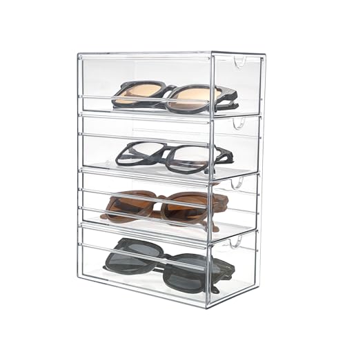 Hipiwe Plastic Drawer Organizer Clear Storage Box with 4 Pull Out Drawer | Drawers Box for Bathroom, Dresser, Cosmetic Hair Tie Container for Women - size: 4-Drawers, 6.8"Lx4.1"Wx9.8"H