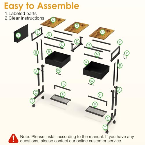 Small Rolling Standing Desk, Height Adjustable Mobile Sturdy Desk with 2 Fabric Drawers & Storage Shelf, Portable Sofa Side Laptop Table for Home Office, Small Spaces, 31.41"" x 15.74"", Rustic Brown - color: Rustic Brown