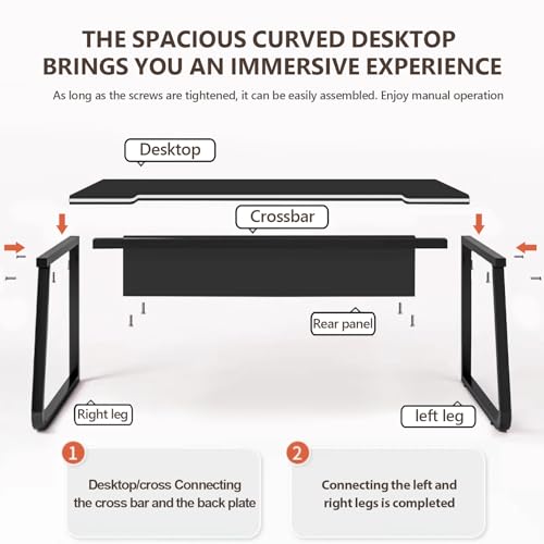Gaming Desk Computer Writing Table Student Art Modren Simple Style PC Wood Suitable for Home, Office - color: Black, size: 47.2*23.6