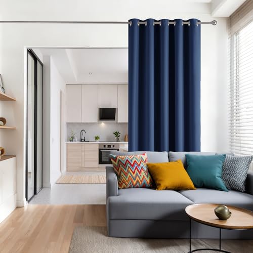RYB HOME 60 inch Wide Blackout Sliding Door Curtain for Living Room | Thermal Insulated, Privacy Curtain, UV Protection, Soft Thick Window Treatment for Bedroom, W60 x L84, 1 Panel, Navy Blue - color: Navy Blue, size: 60"W x 84"L (Pack of 1)