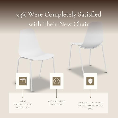 Poly & BARK Isla Stackable Dining Chairs Set of 4 – Mid Century Modern Plastic Dining Chair with Metal Legs – Kitchen & Dining Room Chairs – Dining Table Chairs Set – Indoor/Outdoor – White - color: White, style: Isla Stackable Set of 4