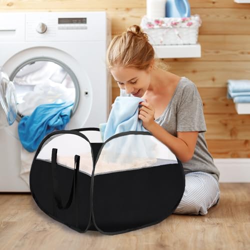 Laundry Basket with Handles 90L, Collapsible Laundry Baskets, Foldable Laundry Basket, Tear-proof Dirty Clothes Pop Up Hampers for Laundry, Bedroom, Bathroom, Dorm, Kids Room, Travel or Campout Black - color: Black