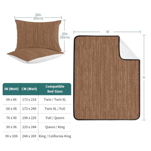 King Quilt Bedding Set, Minimalist Brown Farmhouse Lightweight Coverlet Summer Comforter Set Soft Microfiber Bedspread, Crosshatch Linen Textured 3 Piece Quilt Set with 2 Pillow Shams All Seasons Use - color: Walnut Brown, size: 96x106in