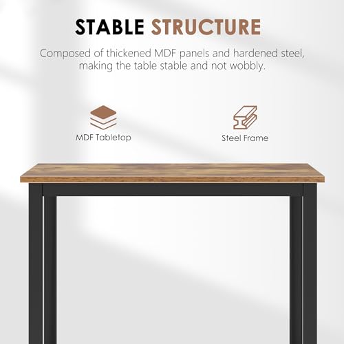 Need Small Square Dining Table- 31-1/2'' Sturdy and Heavy Duty Writing Desk for Small Spaces and Writing Table Desk Breakroom Table, Rustic Brown | Black Frame Sturdy and Heavy Duty Writing Desk for Small Spaces, Sturdy Writing Table for Home Office or St