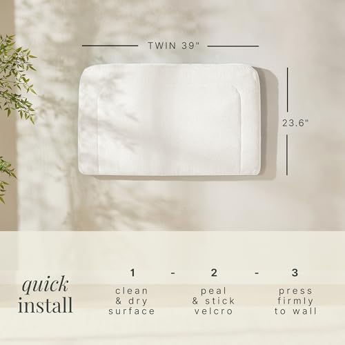 Hearth & Harbor Wall Mounted Queen Headboard Only, Bed Headboard Queen Size | Easy Assemble, Floating Peel & Stick, Upholstered Boucle, 3D Stitched Wall Panels, 5 Strips of 3M Tape Included, Off White - color: 01-off White, size: Queen