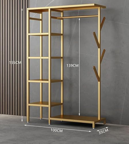 Heavy Duty Clothes Rack with Storage Shelves - Multi-Purpose Garment Organizer for Bedroom & Living Room, 100cm Closet Shelving & Drying Rack Solution - color: A, size: 100cm