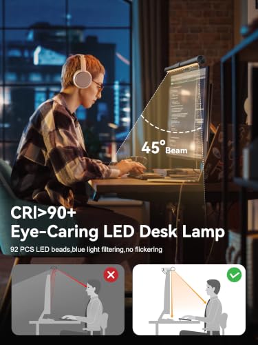 Fortunepro Monitor Light Bar, Monitor Light Backlight Desk Lamp with Remote | Eye Care USB Computer Lamp Adjustable Brightness/Color Temperature ScreenBar LED No Glare Desk Lamp for Home Office Gaming