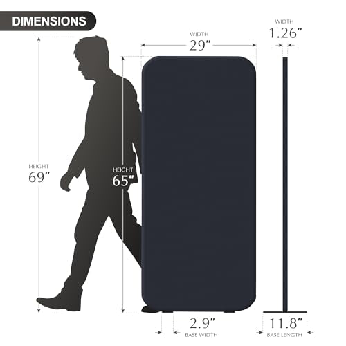 DECOLAB Standing Room Divider, Movable Partition Separator 29"x65", Cobalt | Divider Panel Wall. For Office, School, Living Area, Classroom, Studio. Scratch-Resistant. - color: Cobalt