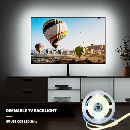 ZSLAIFU A 5V USB LED Light Strip, COB LED Strip Lights, White 5V LED Lights, Small LED Strip Light, TV Lights for TV Under Cabinet Kitchen Living Room Shelving or Displays (White, 3.28ft) - color: White, size: 3.28ft