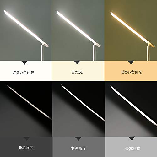Desk Lamp LED Desk Light, Smart Features(Clock, Alarm, Date, Temperature)-Adjustable, Foldable Touch Table Lamp, 3 Levels of Dimmable Lighting - Suitable for Office, Bedroom, Study (TC25 White) - color: WHite3