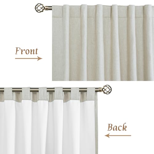 100% Blackout Linen Curtains for Bedroom 45 Inches 2 Panels, Stone | Linen Textured Thermal Window Drapes, Room Darkening, Privacy, Rod Pocket Back Tab Panels, with White Liner, 38 x 45 Inch - color: Stone, size: 38"W x 45"L (Pack of 2)